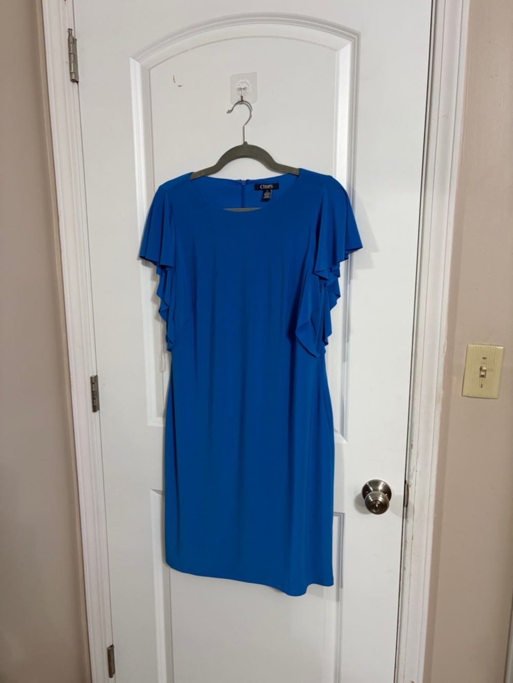 Chaps Cobalt Blue Ruffle Sleeve Midi Dress